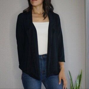 Forever 21 Black Lightweight Open Jacket / Casual Blazer 3/4ths Sleeves Size L